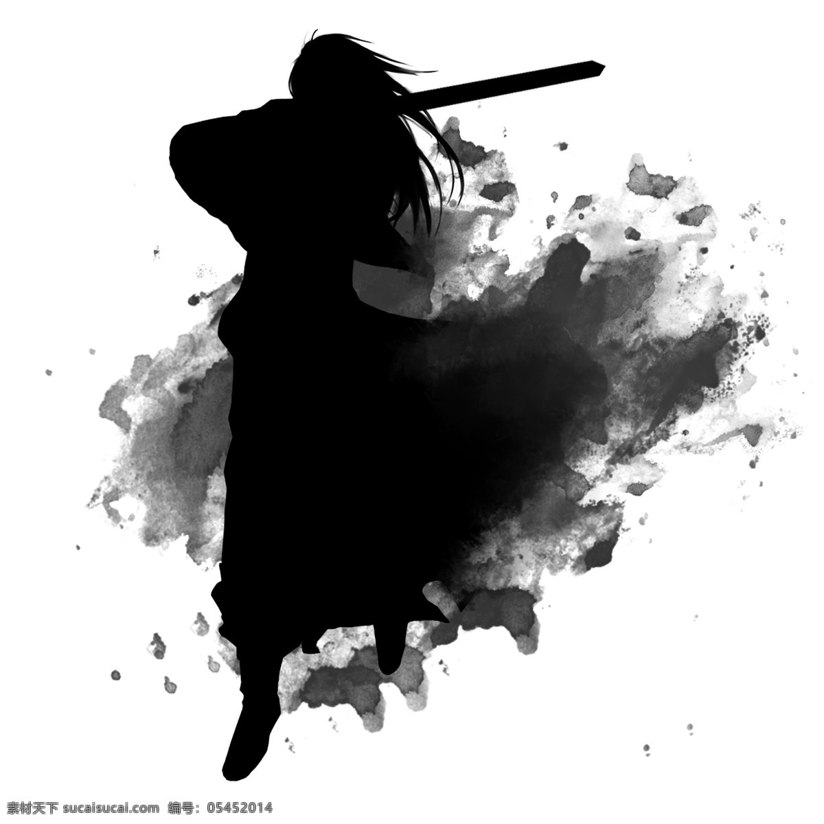 原创 商用 武侠 人物 水墨 风 剪影 分层 水墨风 人物剪影 可商用 免抠