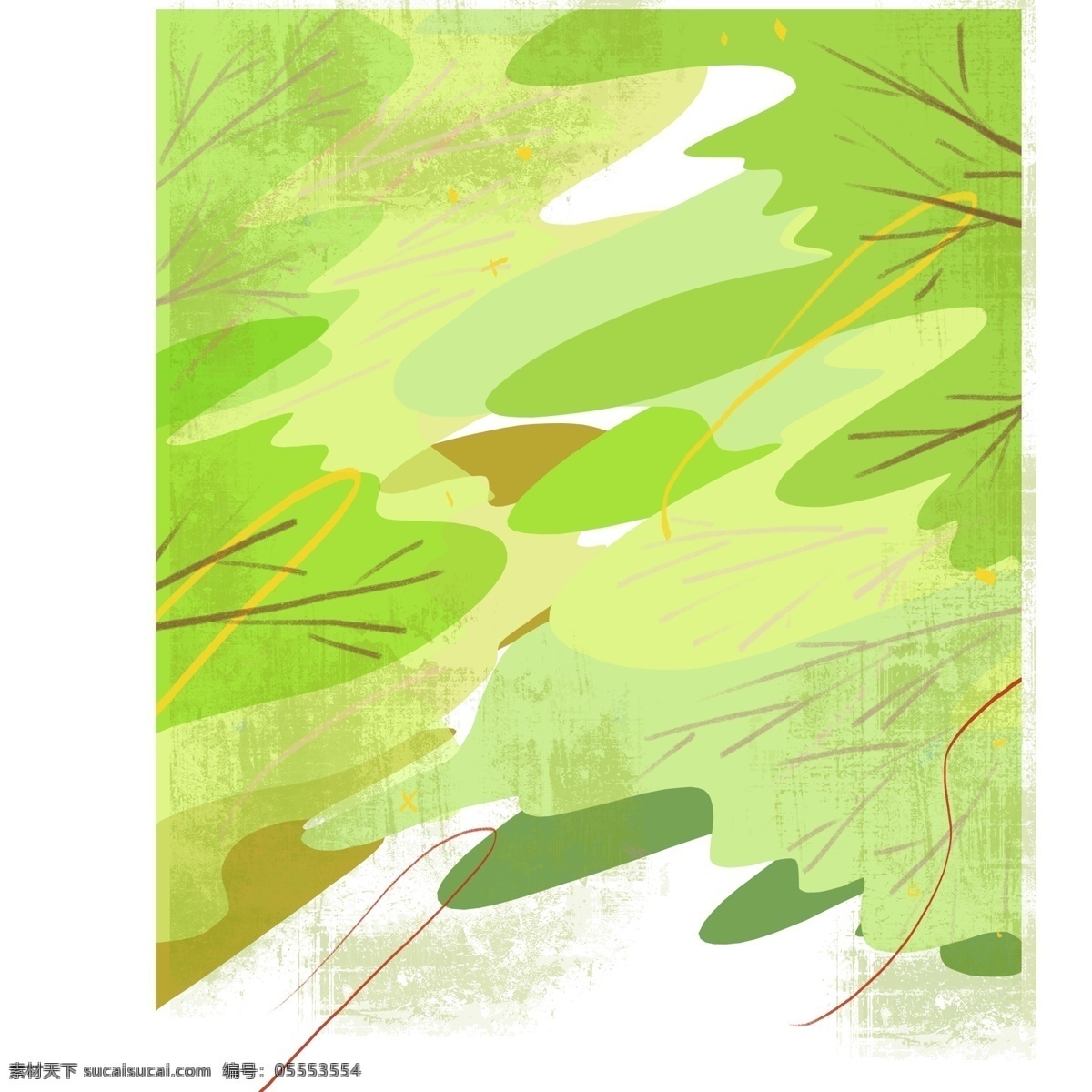 小 清新 绿色 装饰画 绿色森林 森林 绿色背景 小清新森林 卡通手绘森林