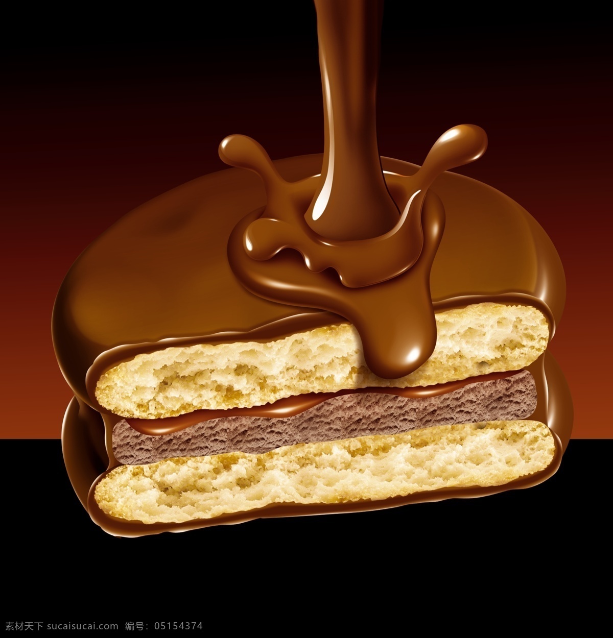 双层 夹心 巧克力 饼干 巧克力饼干 巧克力食物 psd源文件
