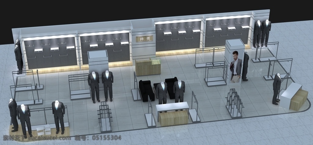 男装展柜 男装柜台 中岛架 收银台 服装挂件 展台 3dmax 模型 3d设计 室内模型 max
