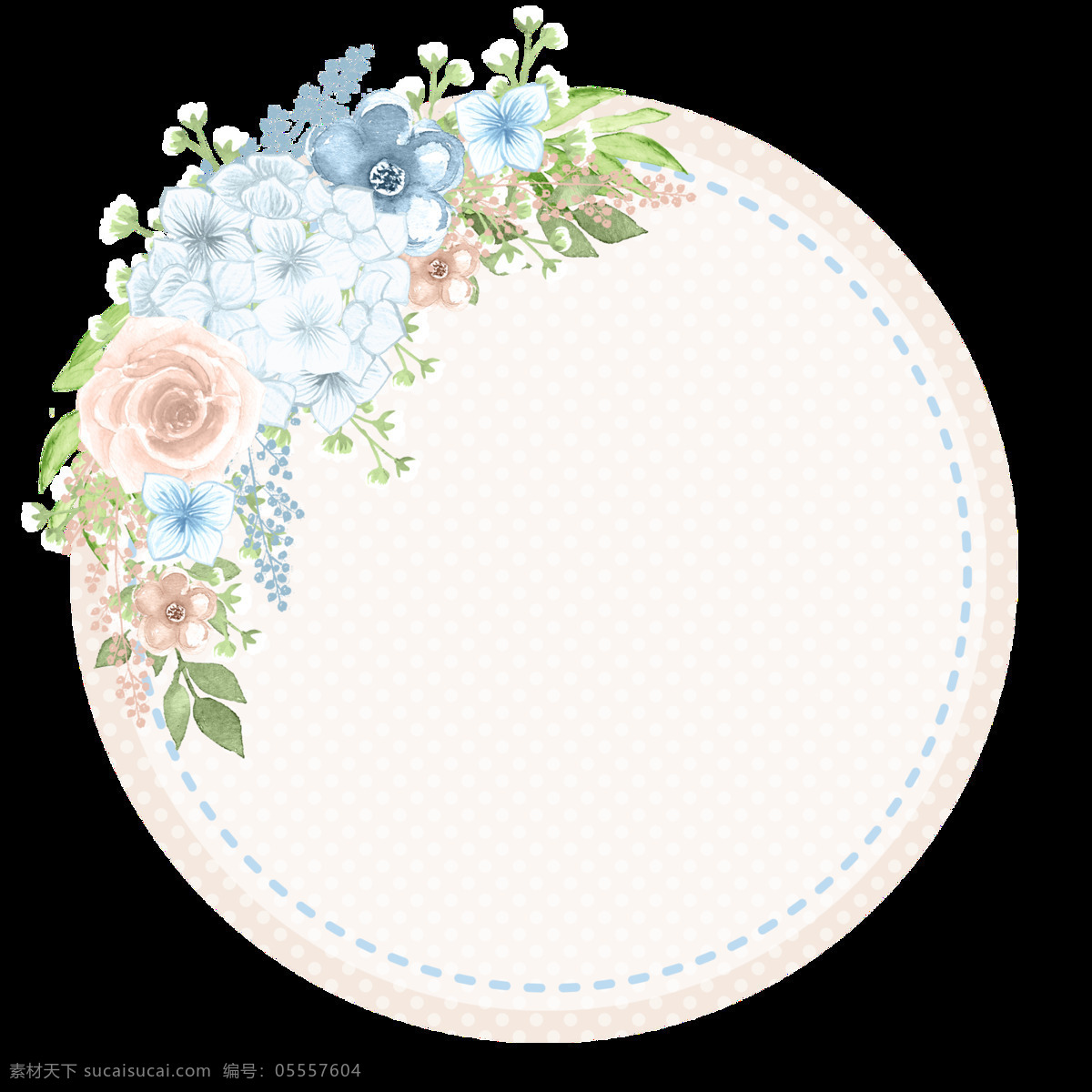 圆形 素雅 花卉 卡通 透明 装饰 设计素材 背景素材