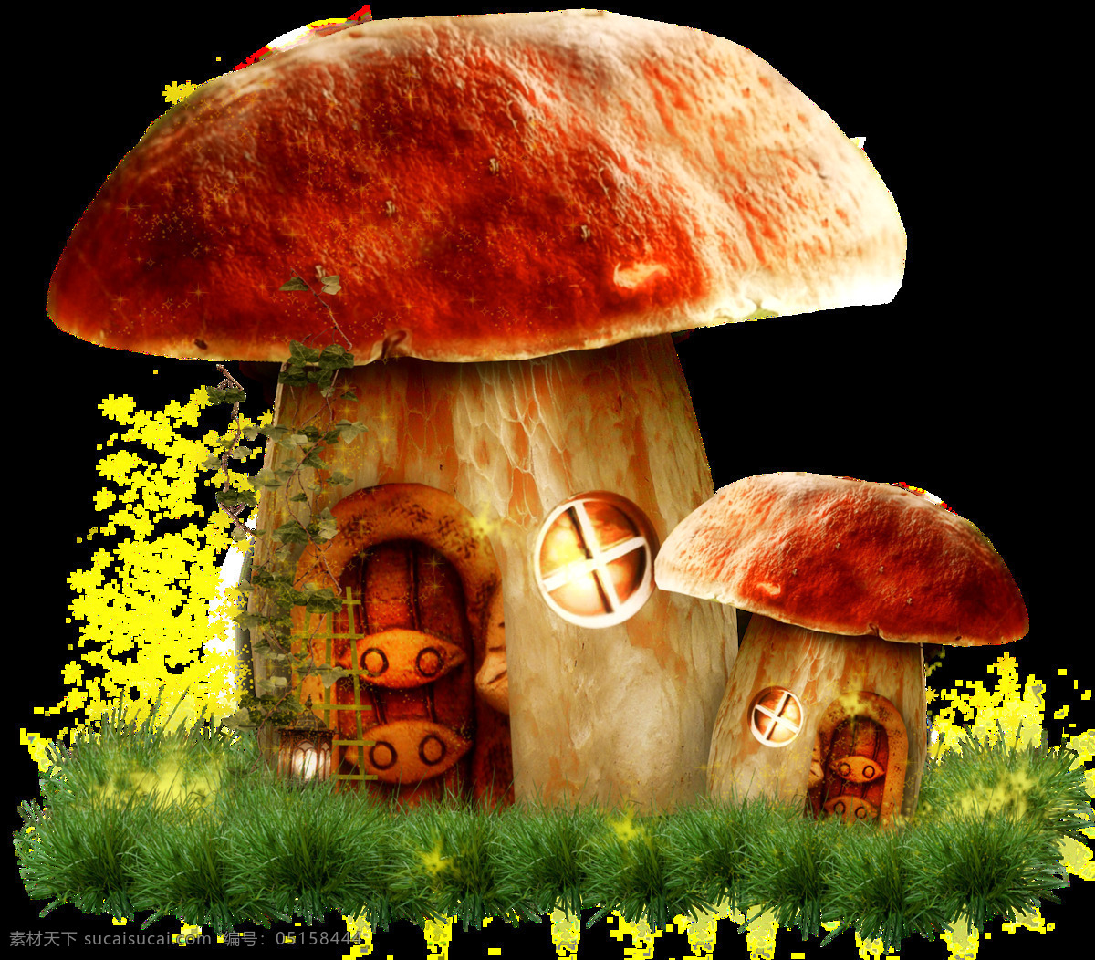 唯美 童话 蘑菇 城堡 图案 元素 精美装饰 梦幻装 蘑菇城堡 蘑菇屋 童话世界 装饰元素