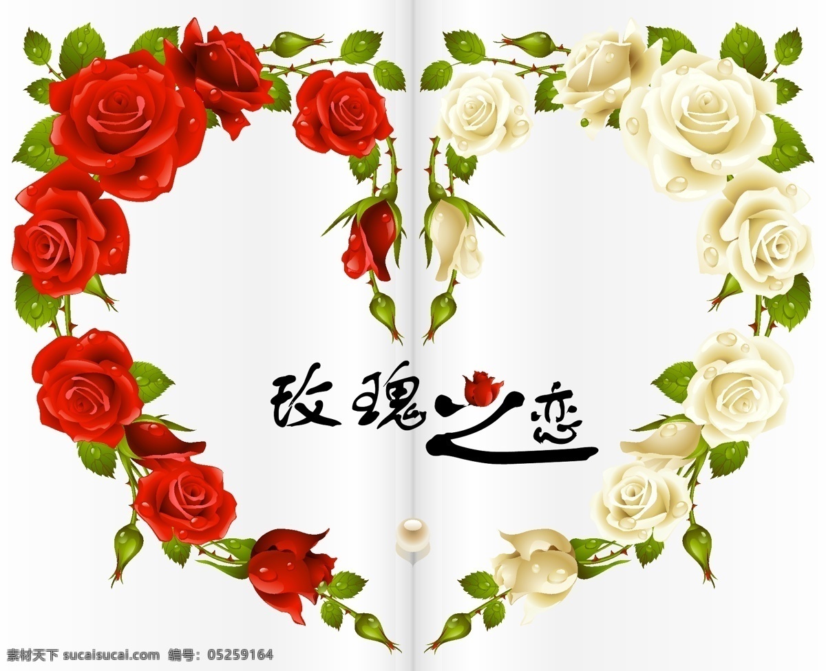 心形玫瑰 矢量 白色 红色 心形 玫瑰花 底纹边框 花边花纹