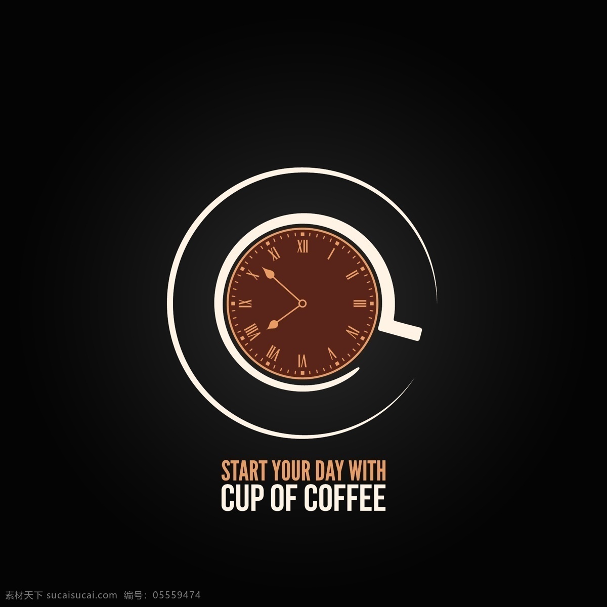 咖啡 logo 咖啡杯子 钟表 时间 咖啡标志设计 咖啡logo 行业标志 标志图标 矢量素材 黑色