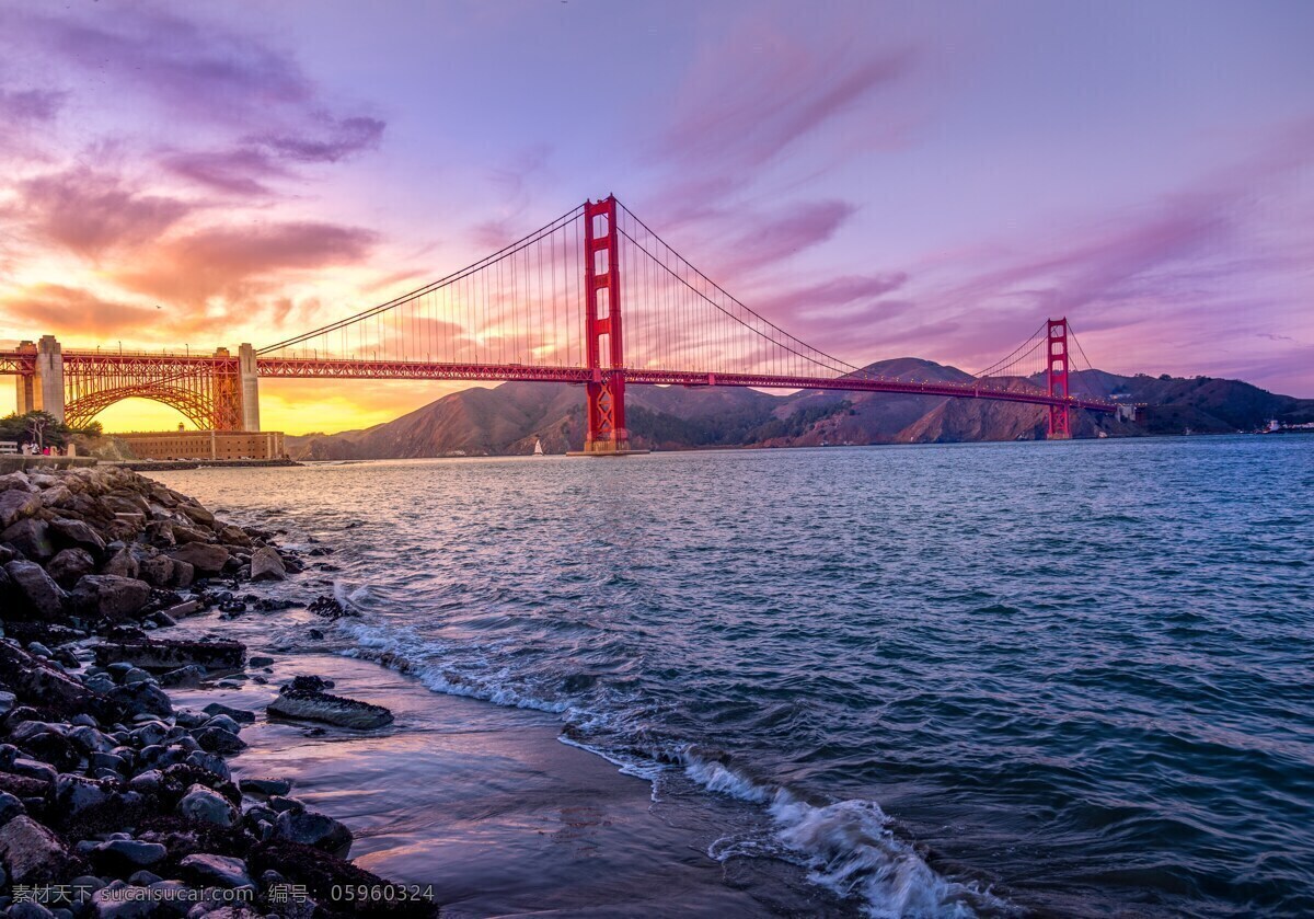 金门大桥 地标建筑 美国地标建筑 加州 美国 桥梁 悬索桥 桥 河 海 海岸 自然景观 建筑景观