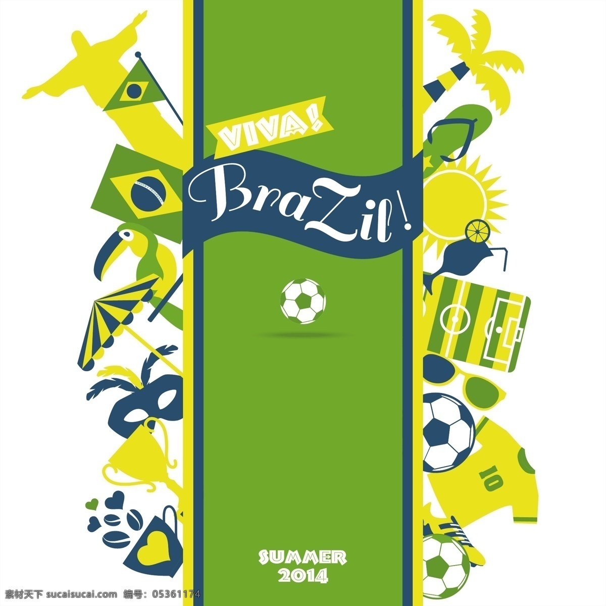 绿色 巴西 景区 背景 模板下载 神父雕像 椰子树 世界杯 足球 体育运动 生活百科 矢量素材 白色