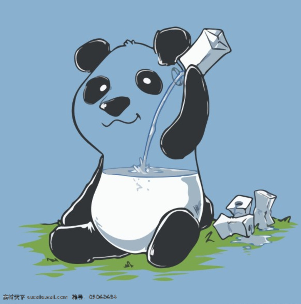 milk 熊猫 可爱 动物 创意 牛奶 广告 动漫动画 蓝色
