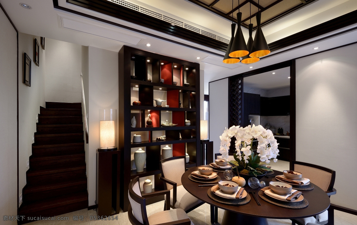 中式 餐厅 桌子 效果图 装修 华丽装修 豪华装修 设计效果图 别墅 软装 室内 家装 软装设计