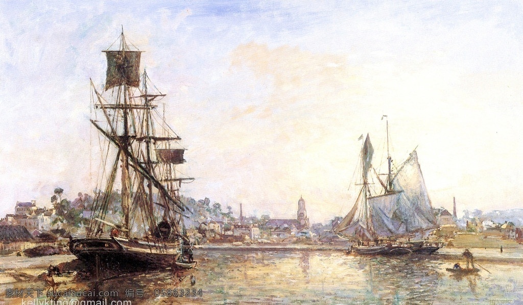 印象派油画 欧美油画 油画 英国 英国油画 油画作品 风景油画 油画风景 风景 欧洲油画 大师作品 当代 艺术家 作品 画家作品 西方油画 印象派 经典油画 天空 白云 小船 帆船 大海 海洋 海水 海边 海岸 房子 建筑 二 绘画书法 文化艺术