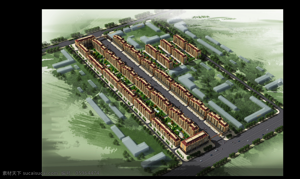 小区 楼盘 鸟瞰图 环境设计 建筑设计 矢量图 建筑家居