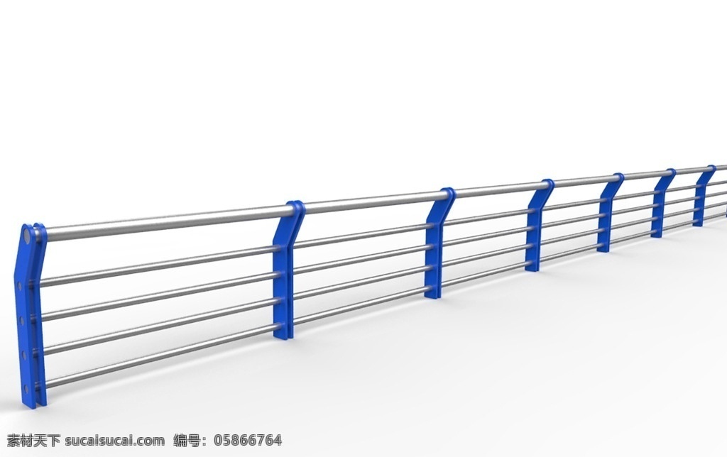 城市 景观 护栏 3d 模型 城市景观模型 观光带护栏 圆柱形栏杆 金属栏杆 蓝白色 3d设计 室外模型 3ds