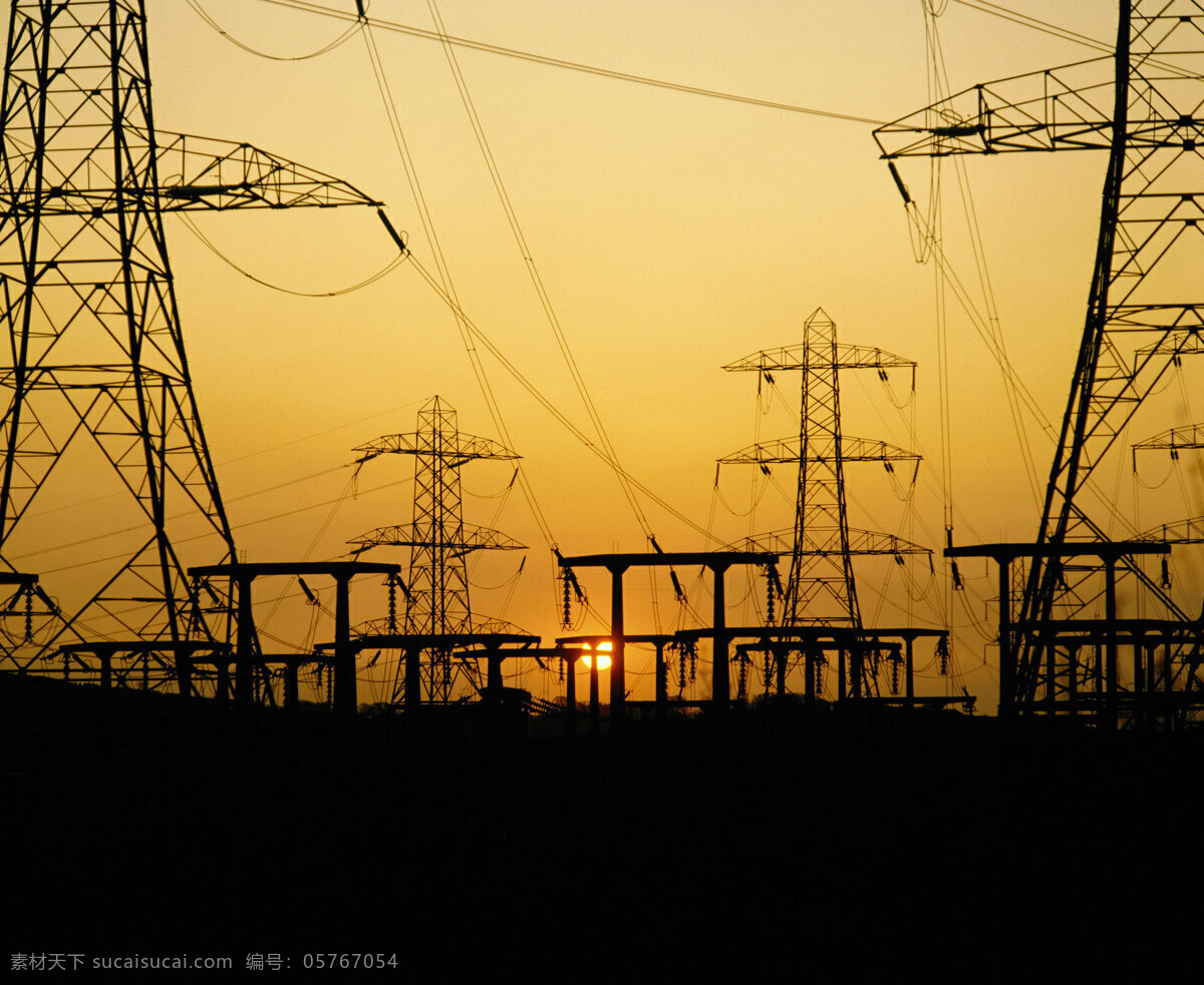 发电站 发电 电源 能源 能源电缆 黄昏 工业生产 现代科技