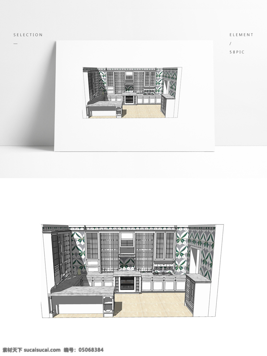欧式 厨房 橱柜 模型