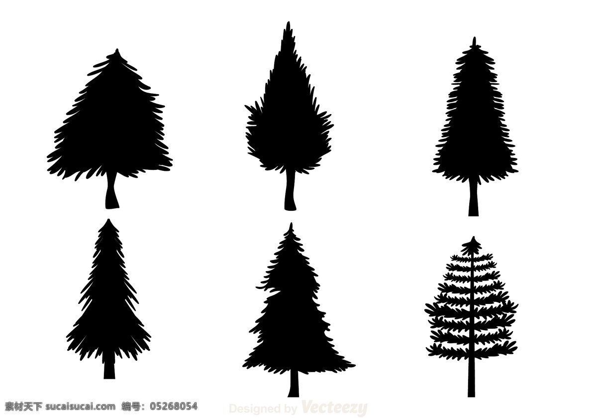 树木 设计图 白色 黑色 矢量图 其他矢量图