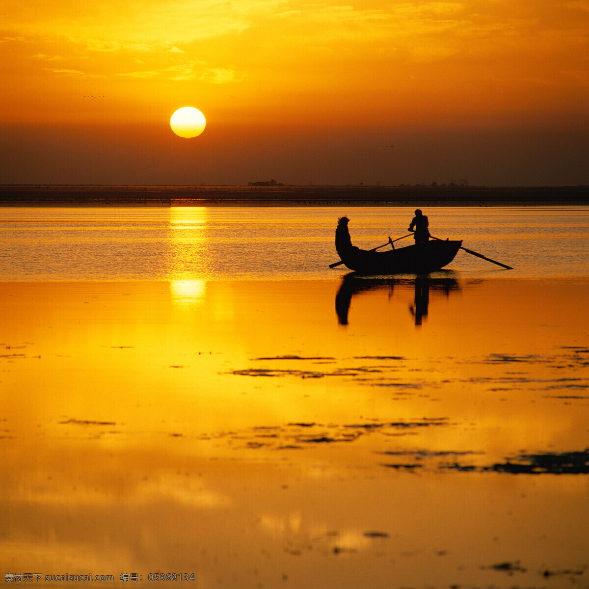 中国风景 黄昏 渔船 日出 自然景观 自然风景 摄影图库