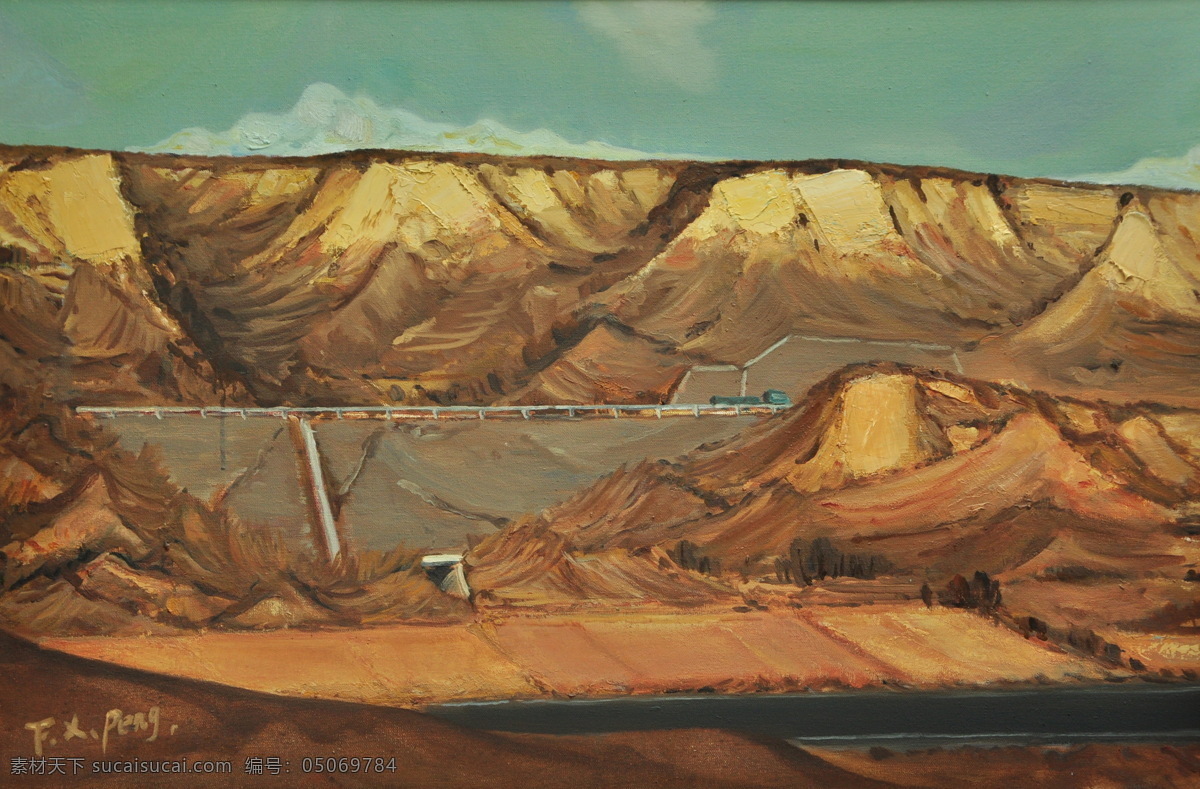 油画 风景图片 大山 风景 绘画书法 文化艺术 油画风景 金黄山 苍岩山 河北写生 家居装饰素材