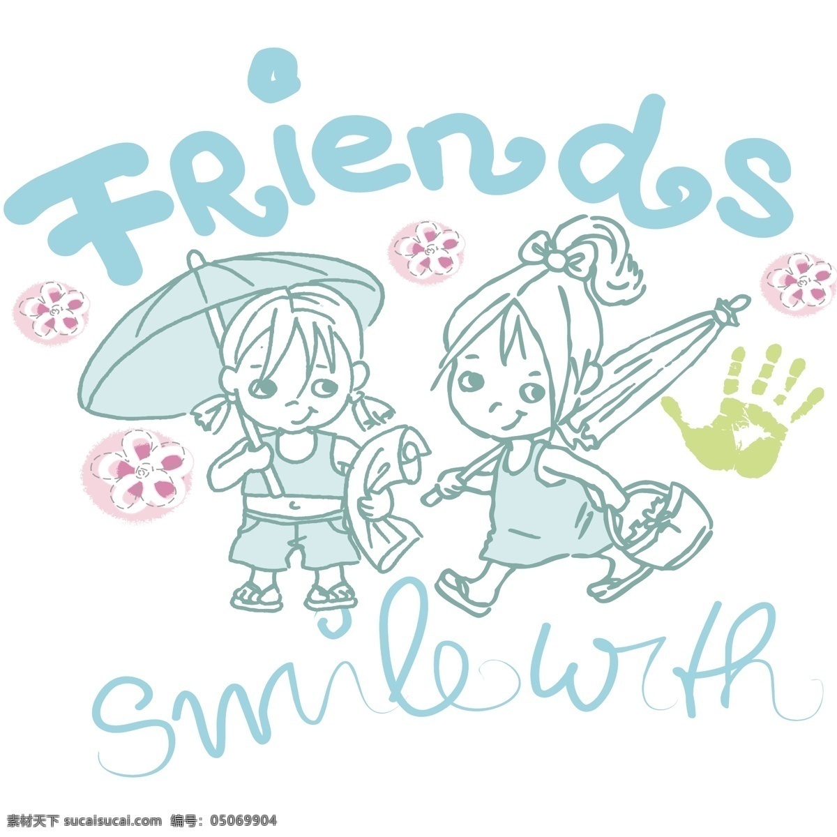 印花 矢量图 服装图案 女童 小女孩 印花矢量图 英文 雨伞 面料图库 服装设计 图案花型