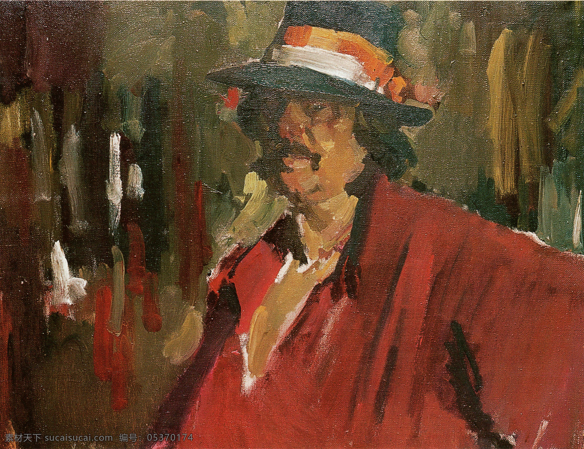 自画像 国外 乌克兰 青年画家 油画 人物 男人 半身像 写实 红色 作品选 绘画书法 文化艺术