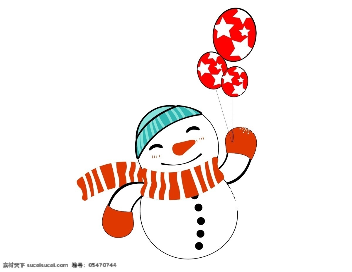 矢量 卡通 雪人 气球 冬季 元素 彩色气球 手绘 ai元素 免扣元素