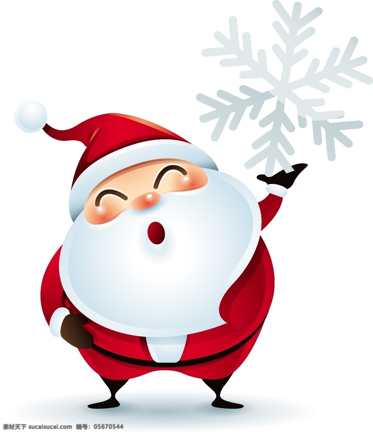 雪花 圣诞节 老人 矢量 白色 可爱 手绘 红色 白胡子 卡通 人物 形象 节日 装饰