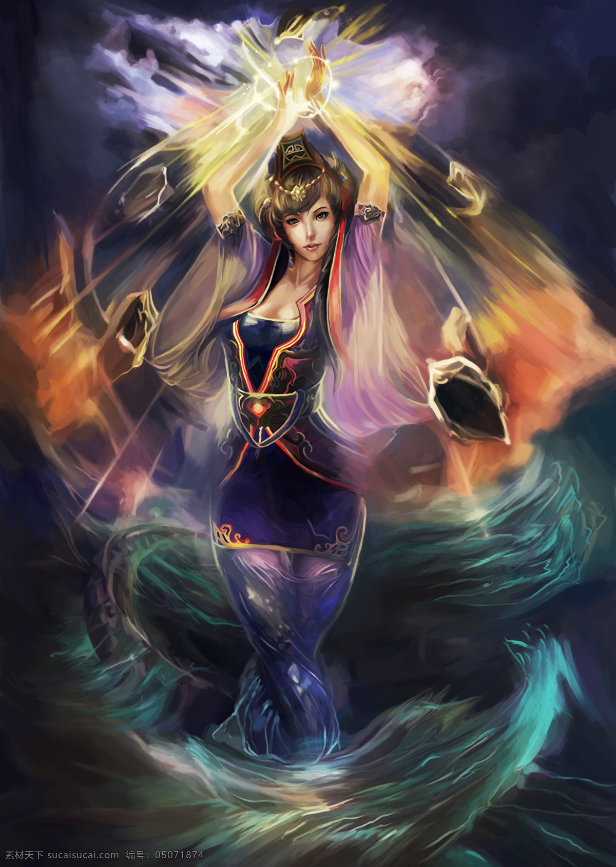 女娲补天 插画 人物 游戏 神话 动漫人物 动漫动画