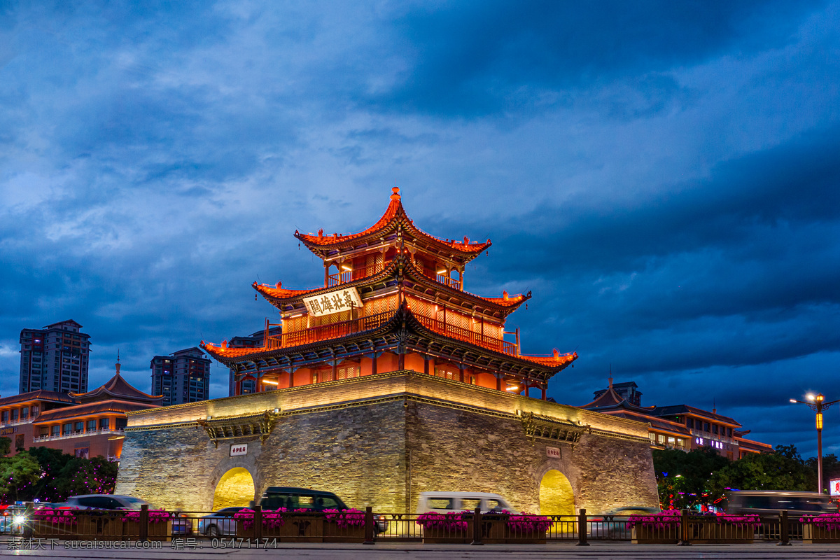 酒泉鼓楼夜景素材图片下载-素材编号05471174-素材天下图库