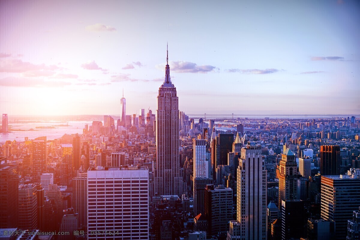 城市 建筑 高楼大厦 帝国大厦 曼哈顿 纽约 航拍 日出 自然景观 建筑景观