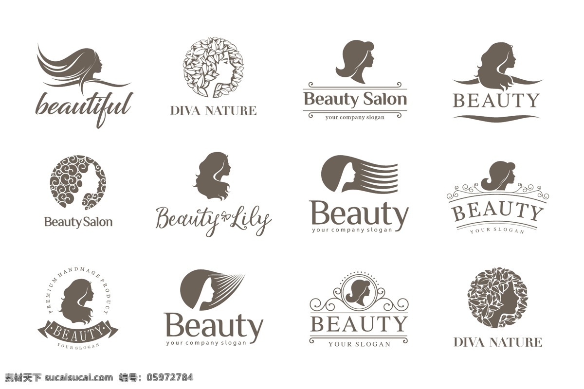 女性 logo logo设计 标志设计 女性logo 美发logo 理发店 美发店 矢量素材