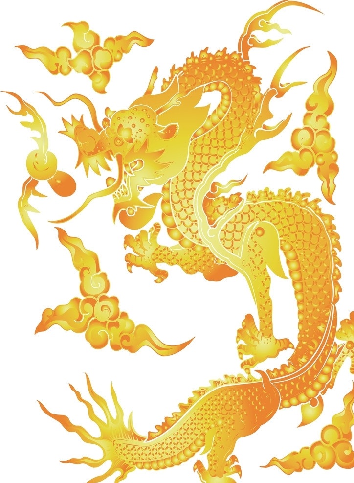 古典金龙 金龙 古典 黄色 矢量龙 张牙舞爪 矢量素材 其他矢量 矢量