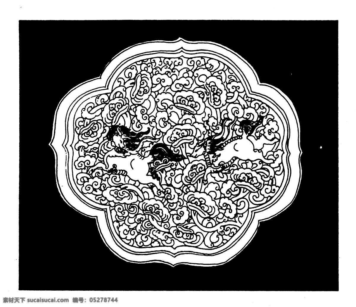 装饰图案 元明时代图案 中国 传统 图案 设计素材 书画美术 黑色