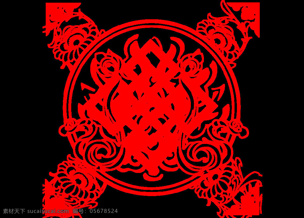 红色 中 国风 装饰 图案 元素 png元素 花边 免抠元素 透明素材