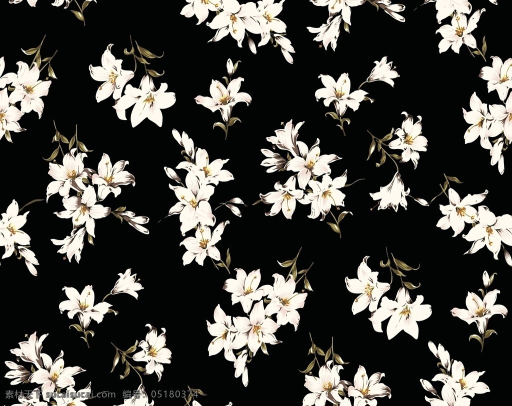 白色百合 百合花 色块 数码 印花 花朵 植物 底纹边框 背景底纹