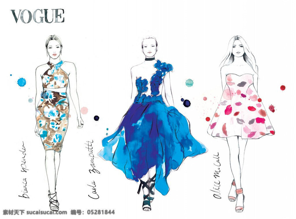 性感 时尚 服装设计 jpg格式 波点 高跟鞋 蓝色 连衣裙 晚礼服 修身 印花图案