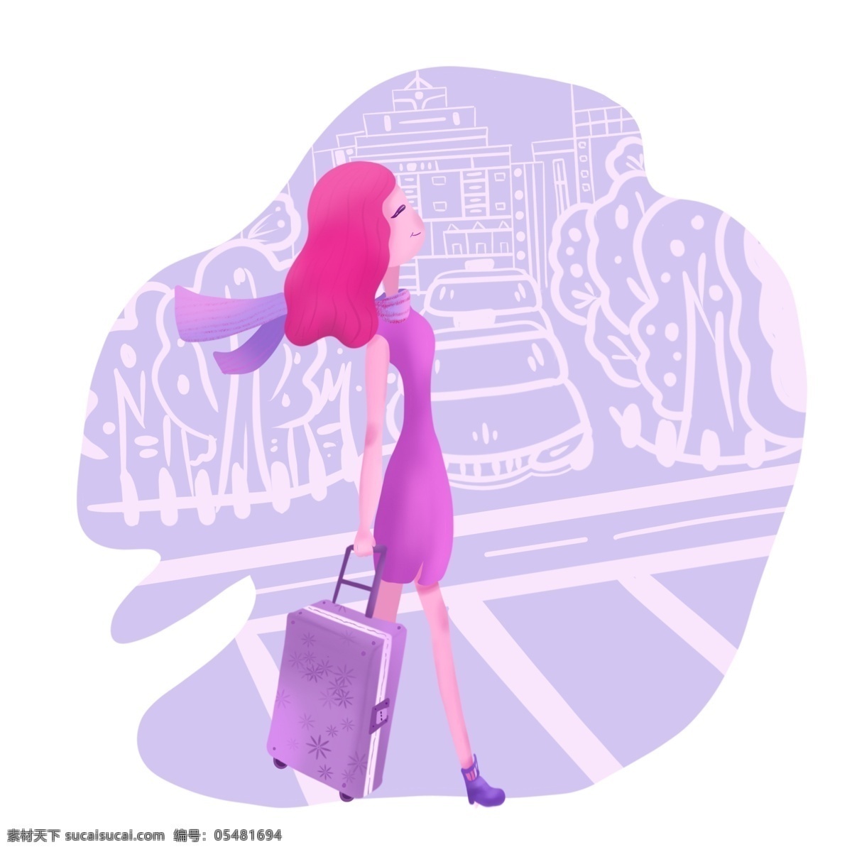 粉色 紫色 独立 女性 虚实 象生 出差 行李箱 白领 旅游 虚实象生 梦幻