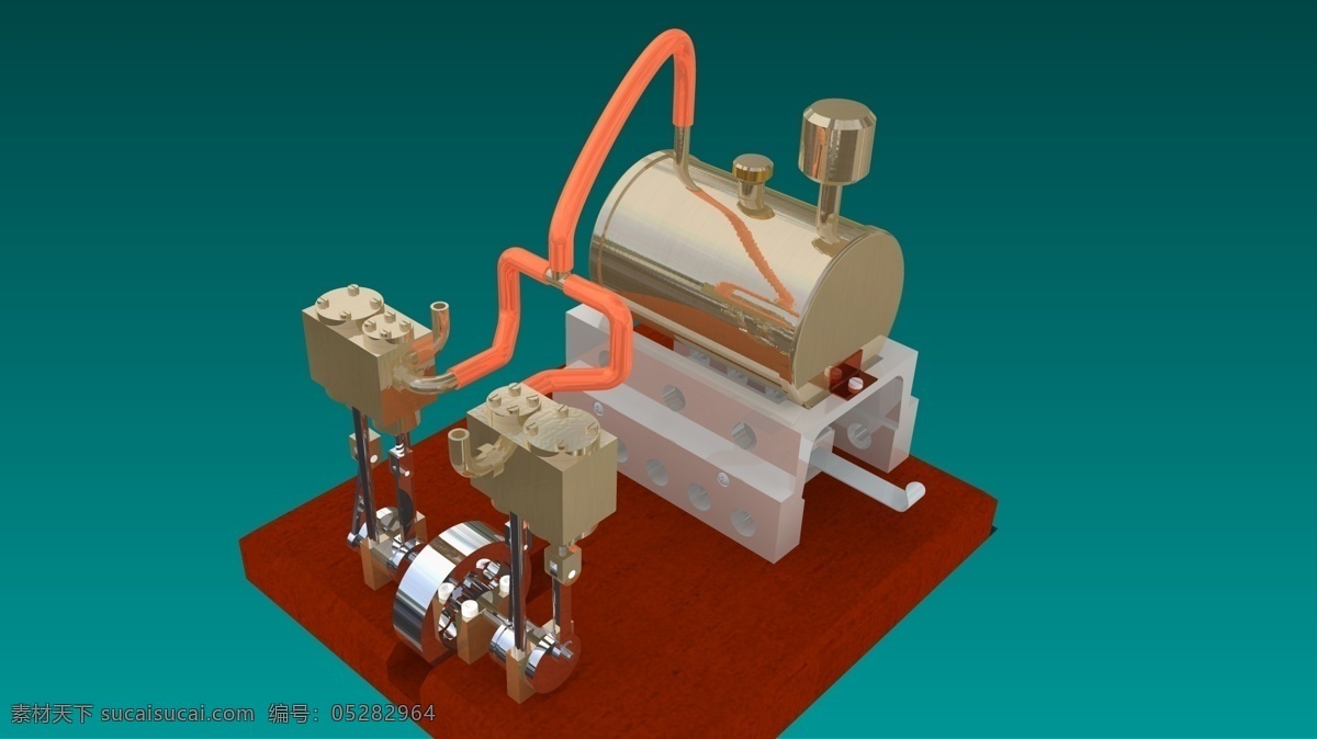 水箱 加热器 双 蒸汽机 蒸汽发动机 3d模型素材 电器模型