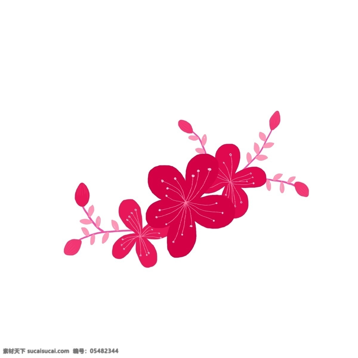 玫 红色 手绘 花 装饰 商用 花朵 手绘花 玫红色花 手绘花装饰
