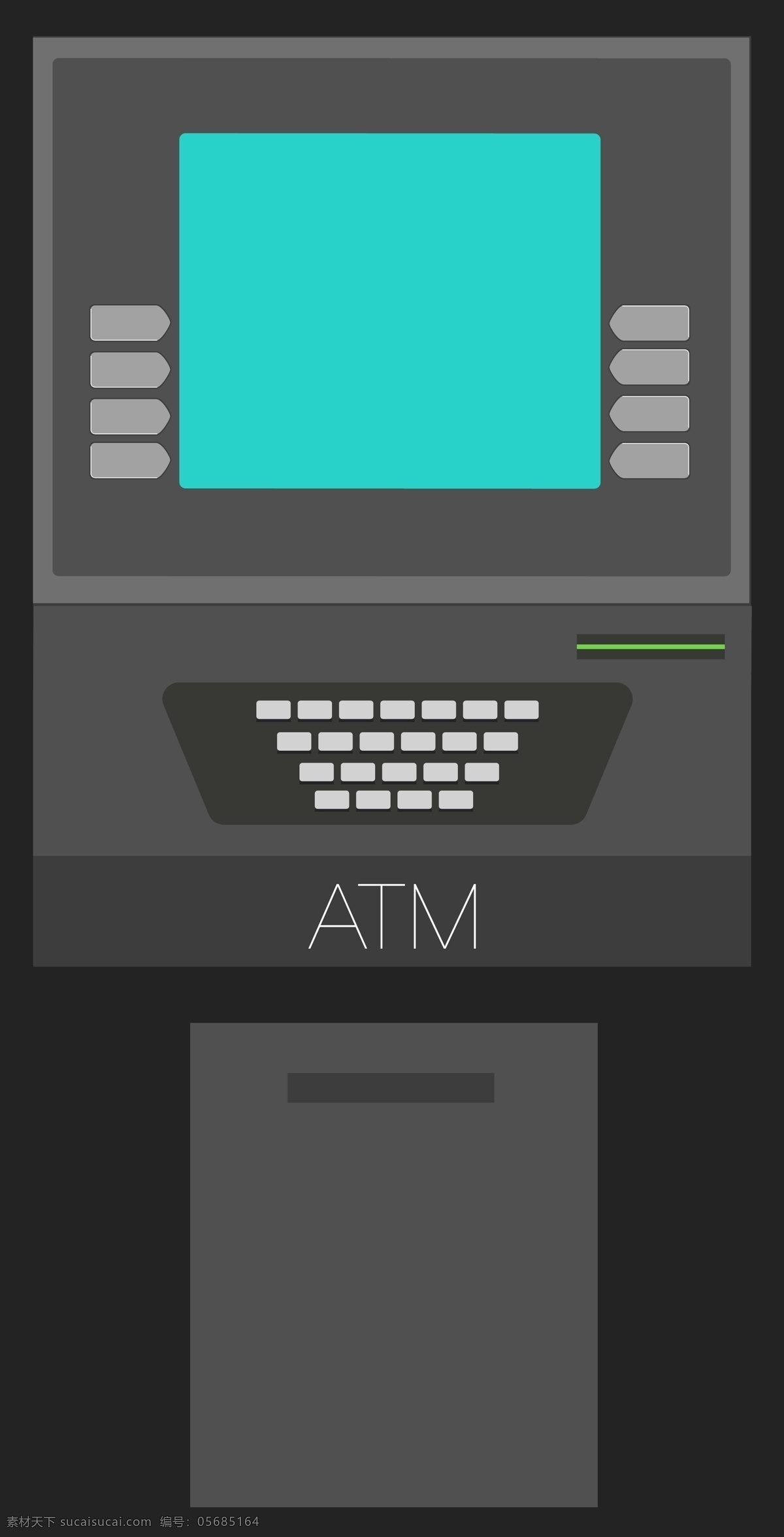 手绘 自动 取款机 元素 黑色 自动取款机 取钱 ai元素 免扣元素