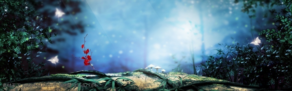 浪漫 清新 森林 系 banner 背景 绿野仙踪 梦幻 梦幻背景 梦幻森林 梦幻森林背景 魔法城堡 魔法森林 蜻蜓仙子 热带森林 神秘森林 树林