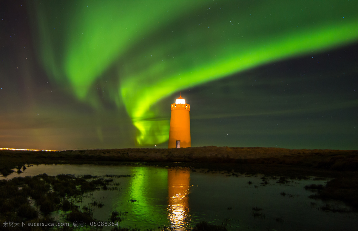 天空 自然 极光 户外 发光 北方 冬天 天文 现象 北极 南极 奇观 唯美 绿色极光 灯塔 自然景观 自然风景
