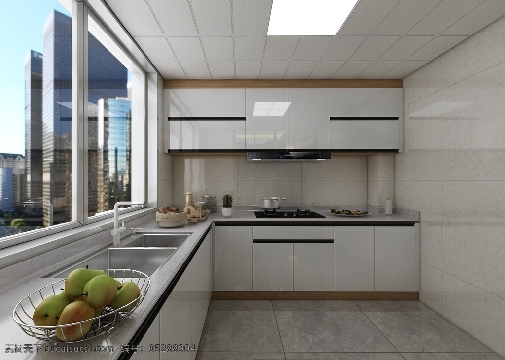 厨柜效果图 简约 现代 厨房 风格 明亮 环境设计 室内设计 效果图 3d设计 3d作品