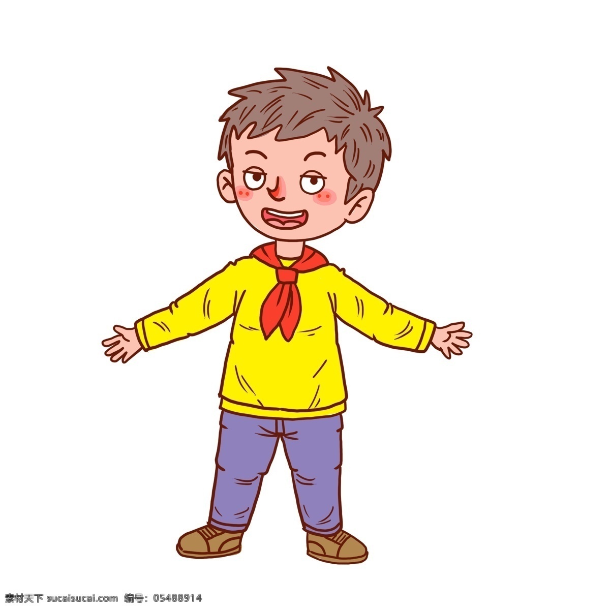 小学生 红领巾 男孩子 黄衣服 开心男孩 快乐小学生