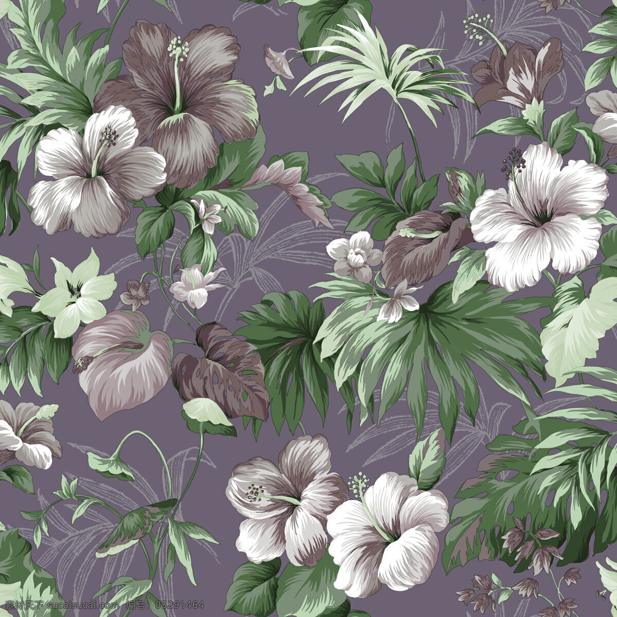 热带花卉图案 布料 底纹 印花 服装设计 四方连续图案 图案共享 底纹边框 背景底纹