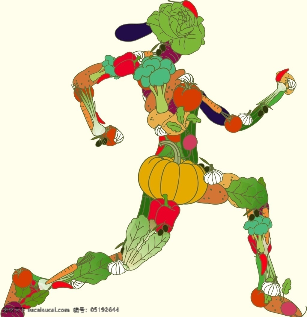 健康 人物 形象 生活方式 人物形象 蔬菜人 跑步