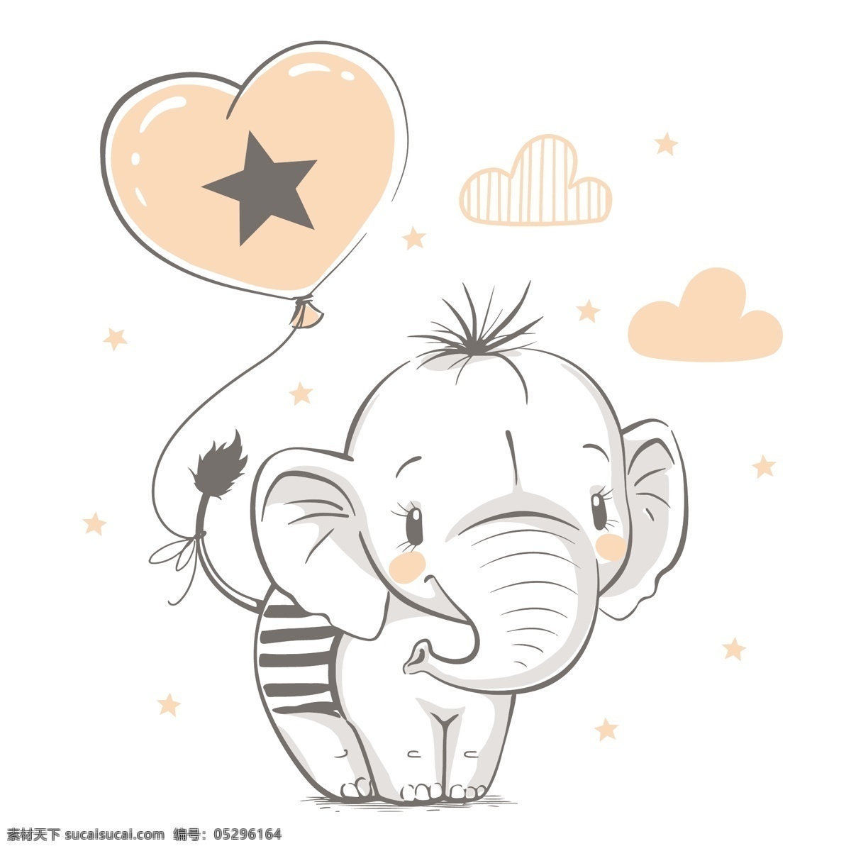 卡通手绘大象 大象 手绘 婴儿素材 淡彩 清新 卡通动物 可爱 小象 卡通设计