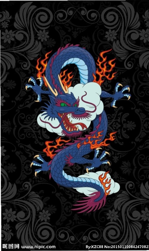 手绘龙 动漫龙 龙背景 龙纹理 中国龙 底纹边框 抽象底纹 生物世界 野生动物
