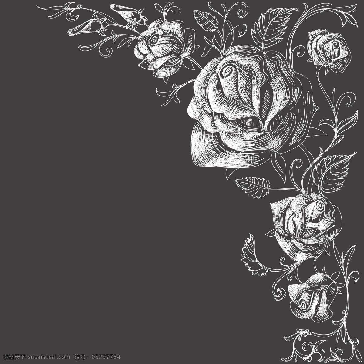 玫瑰花纹 手绘玫瑰花 花卉 鲜花 花草背景 底纹背景 分层