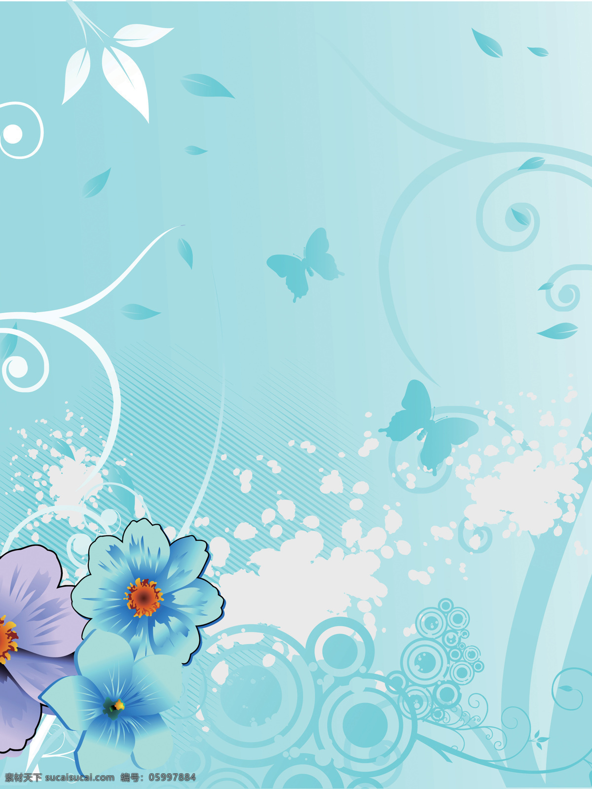 蓝色 蝴蝶 小花 室内 移门 创意 画 移门画 花朵 效果图