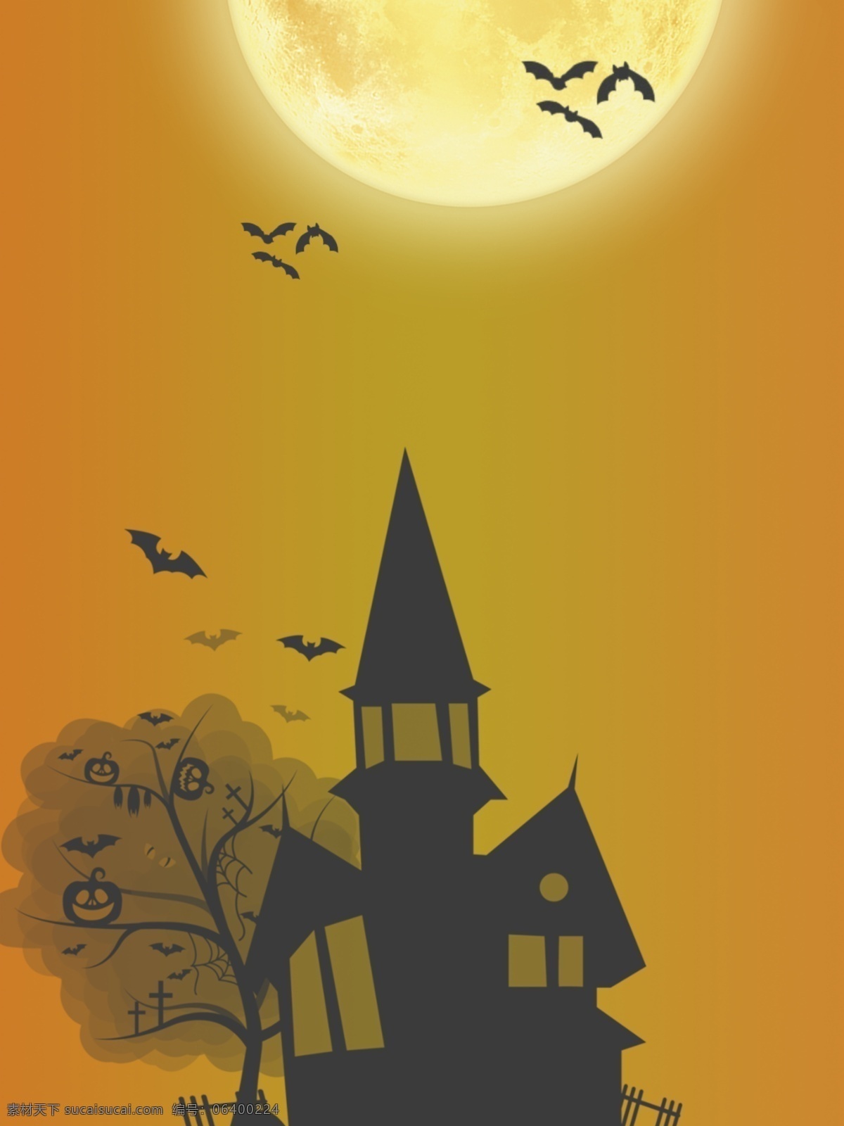 矢量 城堡 月亮 万圣节 背景 矢量图形 蝙蝠