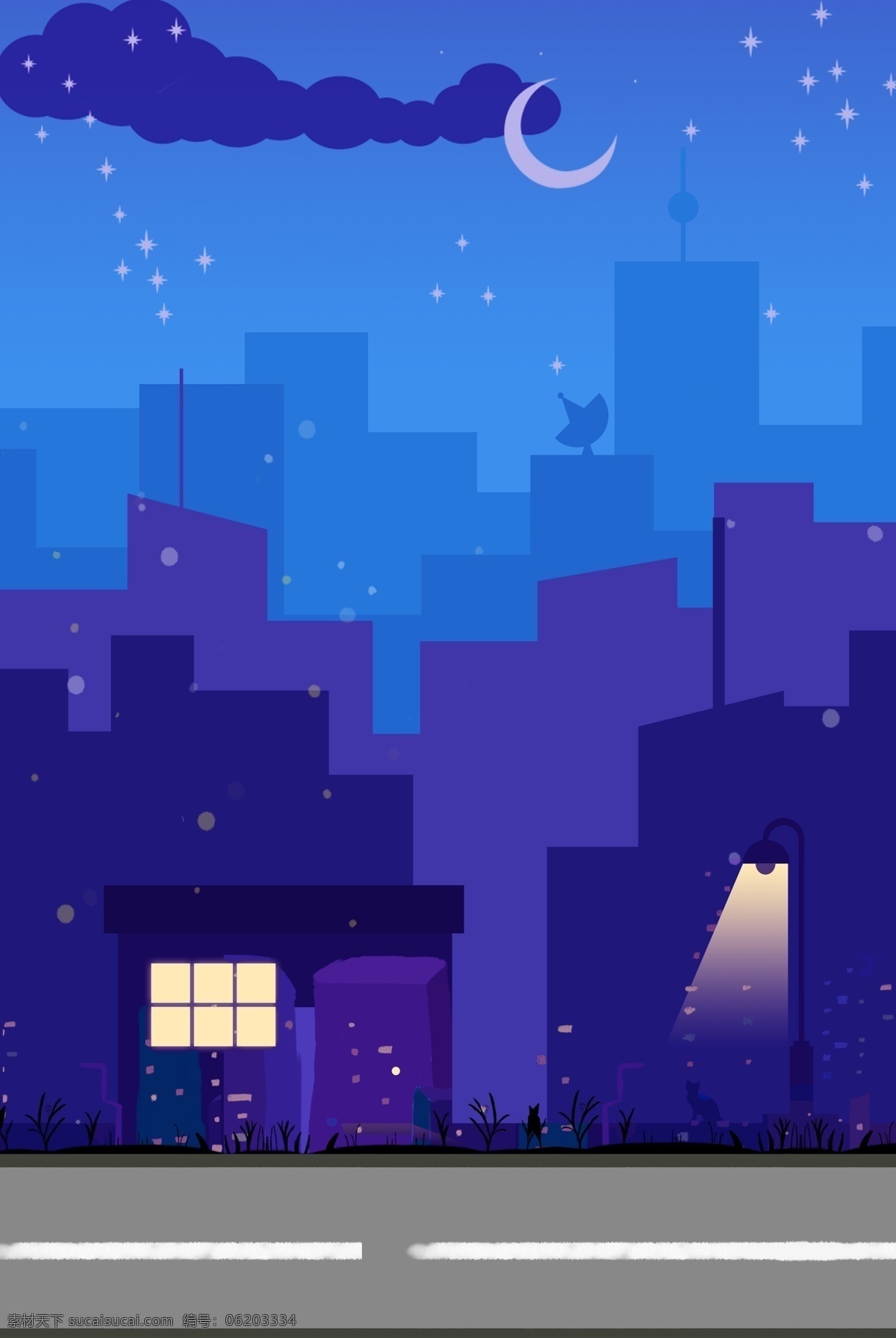 卡通 城市 风景 合成 背景 自然风景 楼房 建筑 夜景 手绘 创意