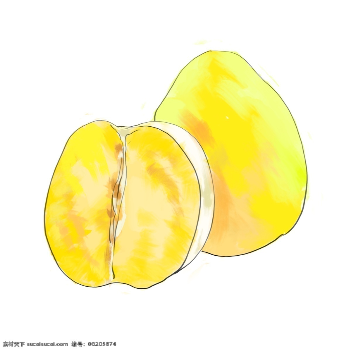 黄色 柚子 水果 插图 黄色柚子